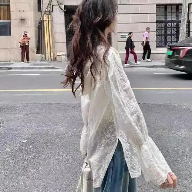 Winter Sun Clothing - Giacca in pizzo con protezione solare,