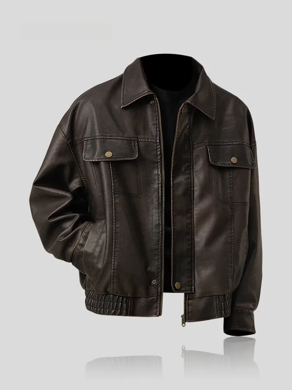 Winter Sun Clothing - Giacca in Pelle da Uomo Trendy
