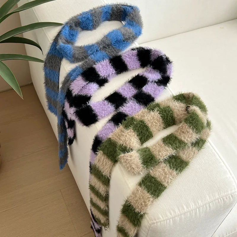 Y2k Peluche a righe Sciarpa lu - Winter Clothing Accessories recensione e prezzo
