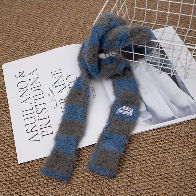Y2k Peluche a righe Sciarpa lu - Winter Clothing Accessories recensione e prezzo